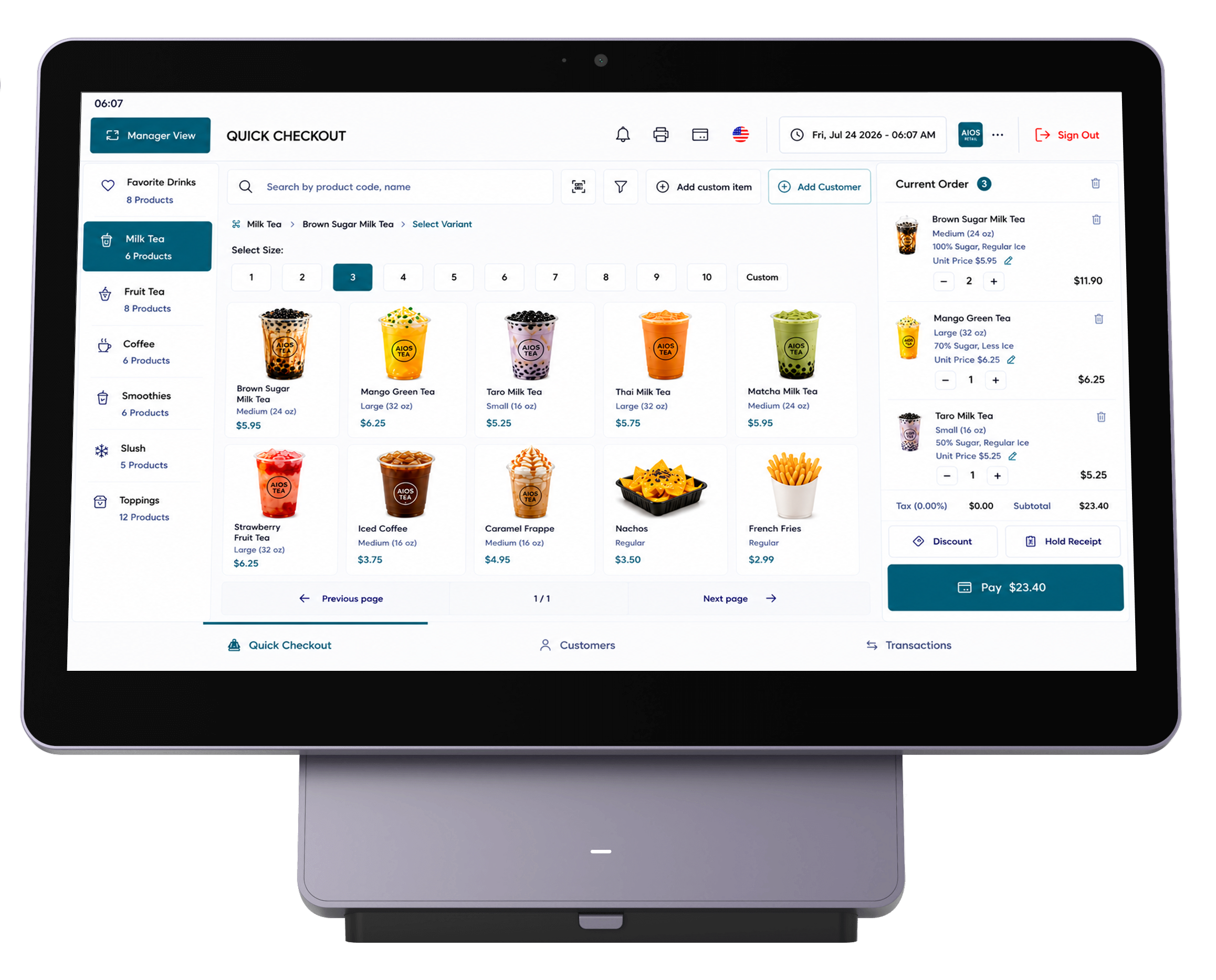 AIOS Retail POS checkout screen